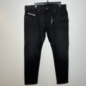 New Diesel Thommer Slim Fit Black Denim Jeans Mens size 36 x 32
